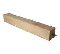 amig - Square Furniture Leg, Beech Wood Leg with Natural Finish, Replacement Legs for Sofas, Beds, Tables, Fixing: Metric Metal Spigot 8, Measurements: 50 x 50 x 360 mm