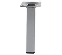 Amig - Square Leg for Furniture | Mod. 3 | 25 x 25 x 700 mm | with Regulation Screw | Screwable by 4 Points | Holds up to 15 kg/Leg | Silver Steel