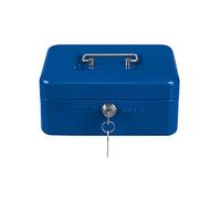 Amig - Steel Cash Register | Secure Nickel Plated Key Lock | Portable with Carry Handle | Efficient Coin Organization | Ideal for Home, Office, Travel, Blue, Alloyed Steel, 200 x 160 x 70 mm
