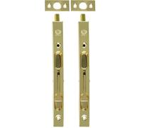 Amig - Steel Door Bolt | Bolt Mod. 401 | Door Lock in Painted Brass Plated | Gate Lock Door Slider | Dimensions: 200 x 17 | Mortice Lock | Suitable for Double Wing Doors (Pack of 2)