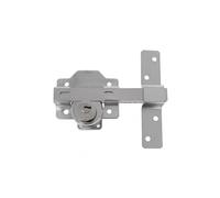 Amig Steel Overlay Bolt for Doors | with Round Security Cylinder | 88 x 153 mm, Inner 34 mm and Outer 70 mm Cylinder | Includes 5 Point Key | Light Chrome Plated Steel