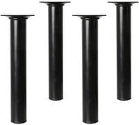 Amig - Steel Round Leg for Furniture - Versatile and Sturdy Design - Non-slip Stopper - Easy Fixation - Black, 30 x 200 mm, Metal