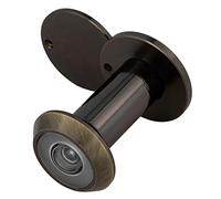 Amig Super-Wide Angle Brass Door Viewer | Easy Install, Scratch-Resistant, Enhanced Security for Homes | Leather, Ø14mm, Door Thickness 35-60mm