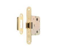Amig - Unified Latch for Interior Wooden Doors - 50 mm Backset and 47 mm Spindle Centre Distance - Varnished Brass-Plated Steel - Rounded Faceplate - Model 2000