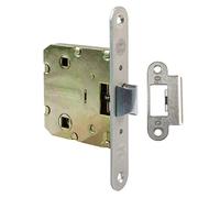 Amig - Unified Latch for Wooden Doors - Mortise Lock for Interior Doors - Brass-Plated Steel Mortise Latch - 50 mm Backset - Finish: Satin Chrome