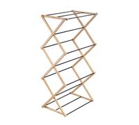 Amig - Vertical Foldable Tower Clothes Airer Mod. Aeria ZenRack - Epoxy-Coated Steel and Bamboo - Clothes Dryer with Vertical Structure - 5m Drying Space - Size 54x36x106 cm - Colour Black/Bamboo