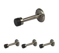 Amig - Wall Door Stopper for Passage | Diameter 19 x 75 mm | Brass | Leather | Black Rubber | Wall Mounted | Includes Screws for Mounting (Pack of 4)