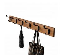 Amig - Wall-Mounted Multiple Coat Rack - 680 x 70 x 75 mm - Acacia/Black Color Hanger - Made of Wood + ZAMAK. Mod. CM37