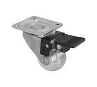 Amig - Wheel with plate and brake model 2571, 30 mm, Transparent polyurethane, Capacity 20 kg, Elegant design for modern furniture