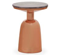 amiga round black marble top side table with copper base
