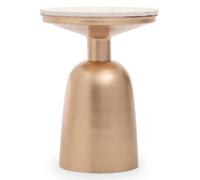 amiga round white marble top side table with gold base
