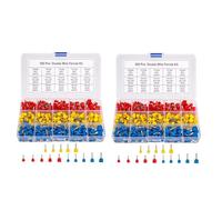 Amigocee Double Wire Ferrules Kit, 1000Pcs Wire Ferrule Terminals, Insulated Ferrule Crimp Pin Terminals, Cord Pin End Terminal