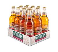 Amigos Tequila Flavoured Beer 12 x 500ml | Light Lager | 3.4% ABV | 12 Bottle Case Pack | Glass Bottled Lager | Tequila Beer | Refreshing, Big Bottles