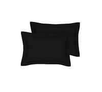 AmigoZone 2 Pack Egyptian Cotton 200 Thread Count Pillowcases Soft Breathable Cotton Pillowcase (Black, Oxford Pillow Pair)