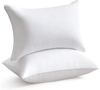 AmigoZone 2 Pack Hollow Fibre Bed pillows 50x75cm, Non allergenic Soft pillows for Sleeping, Bounce Back Support Hollow Fibre Filled Pillows -Pack of 2