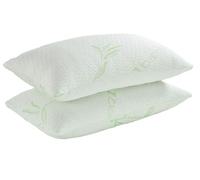 AmigoZone 2 PackSuper Soft Bounce Back Bamboo Pillow Neck & Shoulder support Hypoallergenic & Antibacterial Pillow - Hollow Fibre Filled - Pack of 2