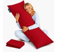AmigoZone Bolster Pillow (Double 4 FT 6Inch)- Hollowfiber Filled Body Pillow, Long Pillow for Maternity Support, Side Sleeper With Free Pillow Case (Red, Double 4.6FT(52"))