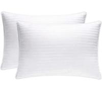 AmigoZone Bounce Back Standard Bed Pillow Pair Stripe Pillow Pair - Whit 2 x Stripe Pillows