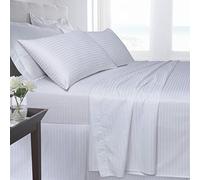 AmigoZone Extra Deep 12" (30cm) 400 Thread Count Egyption Cotton Fitted Bed Sheet, Housewife Pair of Pillow Cases - White