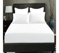 AmigoZone Extra Deep 40CM Fitted Sheet King - Soft Brushed Microfiber Easy Care - Fade Wrinkle Resitant Deep Pocket Fitted Bed Sheet (King, White)