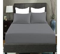 AmigoZone Extra Deep 40CM Fitted Sheet - Soft Brushed Microfiber Easy Care - Fade Wrinkle Resitant Deep Pocket Fitted Bed Sheet (Charcoal, Pair of Pillow Cases Only)