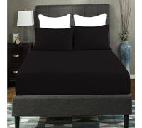 AmigoZone Extra Deep 40CM Fitted Sheet - Soft Brushed Microfiber Easy Care - Fade Wrinkle Resitant Deep Pocket Fitted Bed Sheet (Black, Super King)