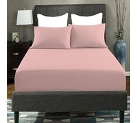 AmigoZone Extra Deep 40CM Fitted Sheet Super King - Soft Brushed Microfiber Easy Care - Fade Wrinkle Resitant Deep Pocket Fitted Bed Sheet (Super King, Pink)
