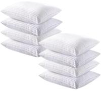 AmigoZone Hotel Quality Stripe 6 Pack Pillows - Bounce Back Pillow Cotton Blend With Virgin HollowFibre - Firm Support Anti Allergy Machine Washable - 48x74cm - Pack of 6