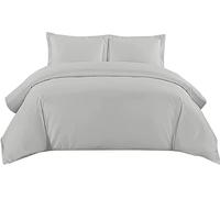 AmigoZone King Duvet Cover Set, Brushed Microfoiber Duvet cover with Pillow cases Hotel Quality Quality (Silver, King)