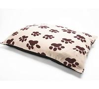 AmigoZone Large & Extra Large Fur Dog Bed Cushion Washable Zipped Mattress (Large, Beige Paw Fleece)
