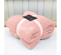 AmigoZone Luxury Popcorn Throw Fleece Blanket Sofa Bed Large Luxury Soft Warm (Double, Pink)