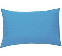 AmigoZone New 100% Brushed Cotton Flannelette 2 x Pillow Cases Housewife Plain Cover Bedroom Pair Pack (Blue)