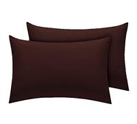 AmigoZone New 2 x Pillow Cases Housewife Plain Cover Polycotton Bedroom Luxury Pair Pack (Chocolate)