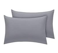 AmigoZone New 2 x Pillow Cases Housewife Plain Cover Polycotton Bedroom Luxury Pair Pack (Grey)
