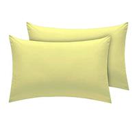 AmigoZone New 2 x Pillow Cases Housewife Plain Cover Polycotton Bedroom Luxury Pair Pack (Lemon)