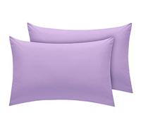 AmigoZone New 2 x Pillow Cases Housewife Plain Cover Polycotton Bedroom Luxury Pair Pack (Lilac)