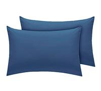AmigoZone New 2 x Pillow Cases Housewife Plain Cover Polycotton Bedroom Luxury Pair Pack (Mid Blue)