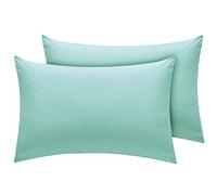 AmigoZone New 2 x Pillow Cases Housewife Plain Cover Polycotton Bedroom Luxury Pair Pack (Mint Green)