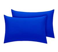 AmigoZone New 2 x Pillow Cases Housewife Plain Cover Polycotton Bedroom Luxury Pair Pack (Royal Blue)