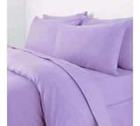 AmigoZone NON IRON Luxury Parcale Plain Dyed Duvet Cover & 2 Pillow Cases Bed Set (Lilac, Double)