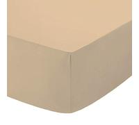 AmigoZone Non Iron Pollycotton Percal Quality Plain Fitted Sheet Or Pillow Cases (Double, Latte)