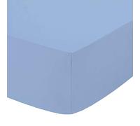 AmigoZone Non Iron Pollycotton Percal Quality Plain Fitted Sheet Or Pillow Cases (King, Sky)