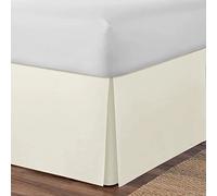 AmigoZone Plain Cotton Percale Platform Base Valance Pleated (Cream, King)