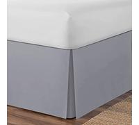 AmigoZone Plain Cotton Percale Platform Base Valance Pleated (Grey, Super King)