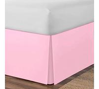 AmigoZone Plain Cotton Percale Platform Base Valance Pleated (Pink, King)