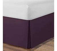 AmigoZone Plain Cotton Percale Platform Base Valance Pleated (Plum, Single)