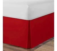 AmigoZone Plain Cotton Percale Platform Base Valance Pleated (Red, King)