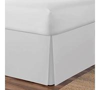 AmigoZone Plain Cotton Percale Platform Base Valance Pleated (Silver, Double)