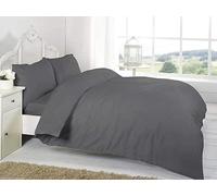 AmigoZone Plain Duvert Cover Set Non Iron Percal Quilt Cover With Pillow Cases, King - Charcoal