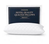 AmigoZone Quilted Pillows Pack of 1, Extra-Filled Hotel Quality Bed Pillows with Bounce-Back Hollowfibre, Firm Support for Side, Back & Stomach Sleepers, Hypoallergenic & Machine Washable - 1 Pack